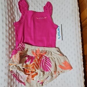 Carter's Fuchsia Top and Tropical Print Shorts